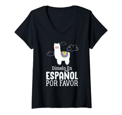Damen Dimelo En Espanol Por Favor Lustige spanische Sprache T-Shirt mit V-Ausschnitt Damen Dimelo En Espanol Por Favor Lustige spanische Sprache T-Shirt mit V-Ausschnitt von Funny Novelty Collection T-Shirts