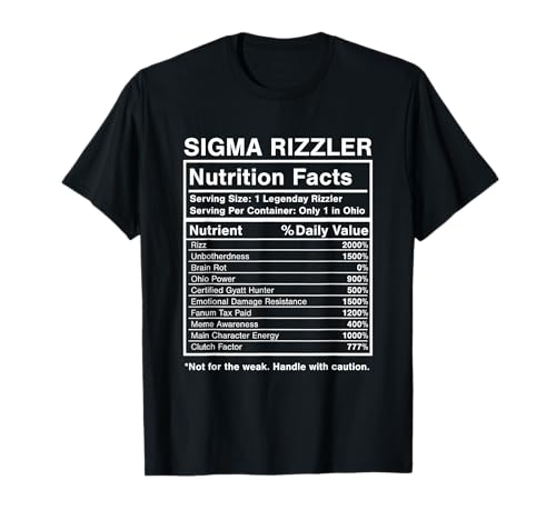 Funny Nutrition Facts Sigma Rizzler Boys T-Shirt von Funny Nutrition Facts Sigma Rizzler Boys
