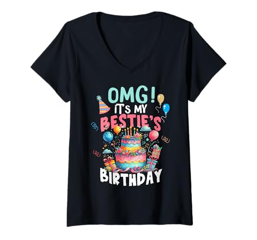 Damen OMG Es ist der Geburtstag meiner besten Freundin, Geburtstag T-Shirt mit V-Ausschnitt Damen OMG Es ist der Geburtstag meiner besten Freundin, Geburtstag T-Shirt mit V-Ausschnitt von Funny OMG It's My Bestie's Birthday Bestie's Tee