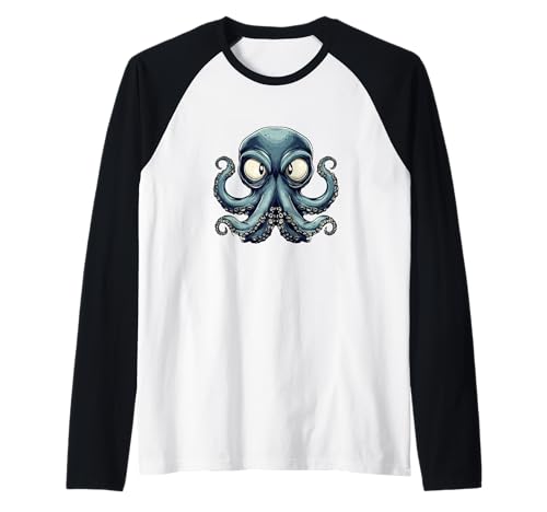 Lustiges Oktopus-Gesichts-Outfit für Erwachsene und Kinder Raglan von Funny Octopus Face
