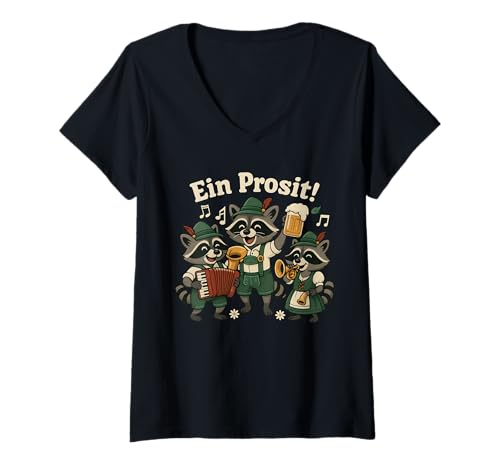 Damen Oktoberfest Waschbären Spielen traditionelle Musik lustiges Bier T-Shirt mit V-Ausschnitt Damen Oktoberfest Waschbären Spielen traditionelle Musik lustiges Bier T-Shirt mit V-Ausschnitt von Funny Oktoberfest drinking designs for man, woman