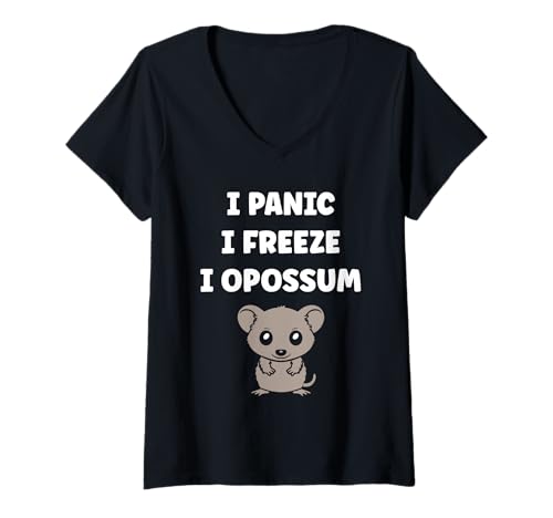 Damen Small Animal Opossums Funny Simple i Opossum T-Shirt mit V-Ausschnitt Damen Small Animal Opossums Funny Simple i Opossum T-Shirt mit V-Ausschnitt von Funny Opossums animals simple Opossum