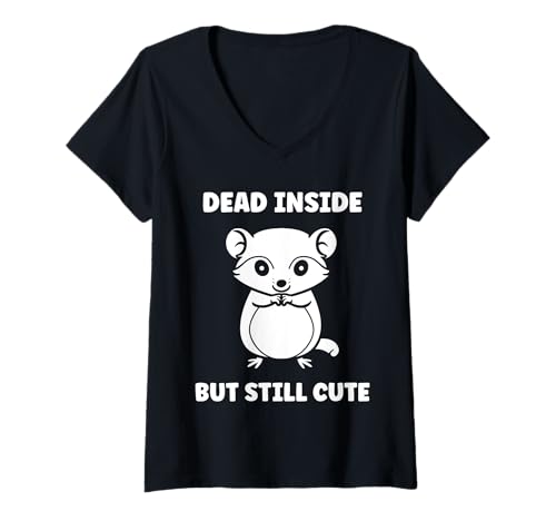 Damen Small Animal Opossums Quote Dead Inside Funny Opossum T-Shirt mit V-Ausschnitt Damen Small Animal Opossums Quote Dead Inside Funny Opossum T-Shirt mit V-Ausschnitt von Funny Opossums animals simple Opossum