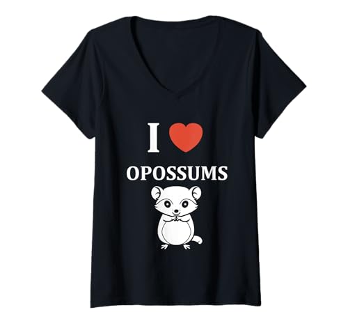 Damen Small Opossum Funny Simple i Love Opossums T-Shirt mit V-Ausschnitt Damen Small Opossum Funny Simple i Love Opossums T-Shirt mit V-Ausschnitt von Funny Opossums animals simple Opossum