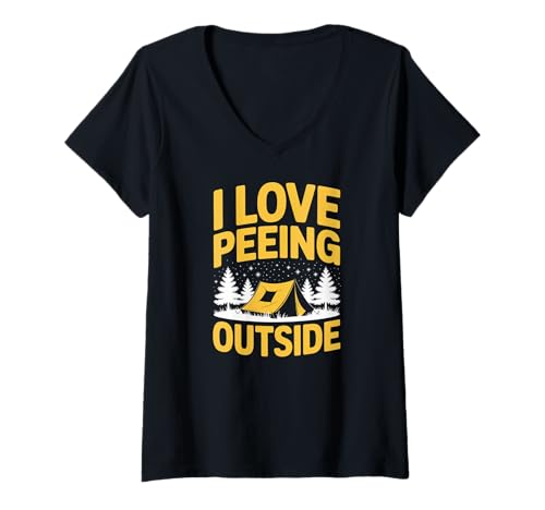 Damen Ich Liebe es draußen zu pinkeln Lustiges Outdoor-Camping T-Shirt mit V-Ausschnitt Damen Ich Liebe es draußen zu pinkeln Lustiges Outdoor-Camping T-Shirt mit V-Ausschnitt von Funny Outdoor Camping Enthusiast Humor