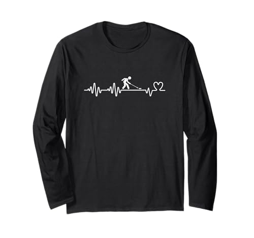 Shuffleboard Heartbeat Man Proud Lustiger Shuffleboard-Spieler Langarmshirt von Funny Outdoor Shuffleboard Game Designs