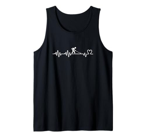 Shuffleboard Heartbeat Man Proud Lustiger Shuffleboard-Spieler Tank Top von Funny Outdoor Shuffleboard Game Designs