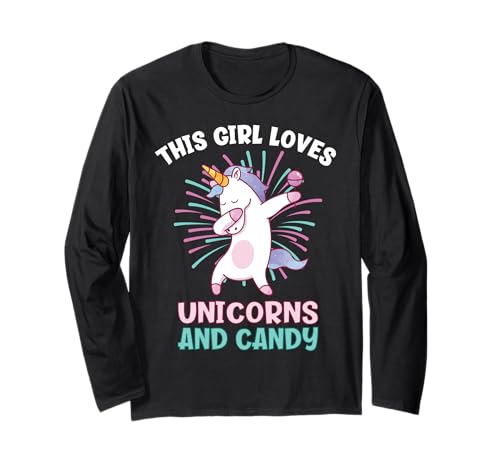 Dieses Mädchen liebt Einhörner und Süßigkeiten Langarmshirt von Funny Outfits For Candy Lovers