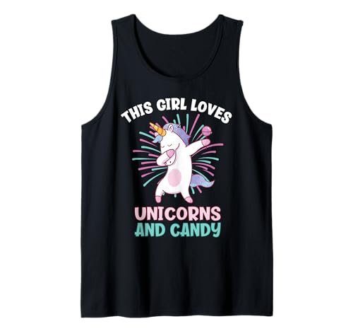 Dieses Mädchen liebt Einhörner und Süßigkeiten Tank Top von Funny Outfits For Candy Lovers
