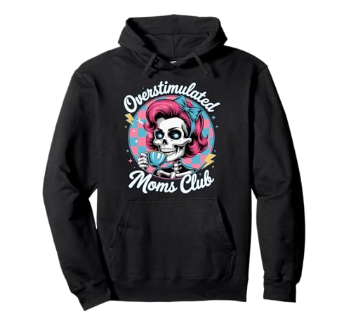 Overstimulated Moms Club Groovy Mama Süßer Totenkopf Muttertag Pullover Hoodie von Funny Overstimulated Moms Club Shirt