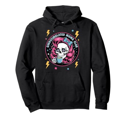 Overstimulated Moms Club Groovy Mama Süßer Totenkopf Muttertag Pullover Hoodie von Funny Overstimulated Moms Club Shirt