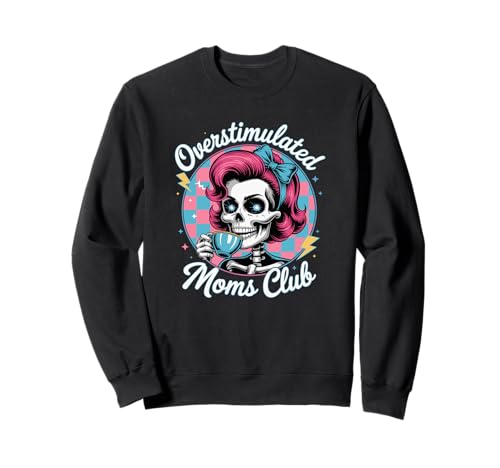 Overstimulated Moms Club Groovy Mama Süßer Totenkopf Muttertag Sweatshirt von Funny Overstimulated Moms Club Shirt