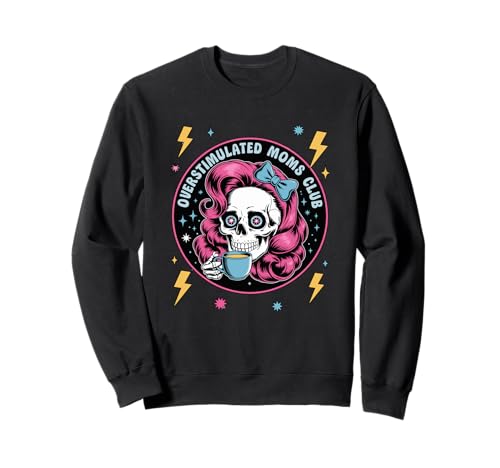 Overstimulated Moms Club Groovy Mama Süßer Totenkopf Muttertag Sweatshirt von Funny Overstimulated Moms Club Shirt