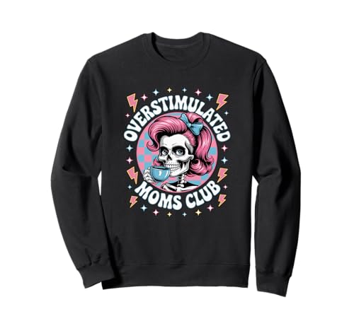 Overstimulated Moms Club Groovy Mama Süßer Totenkopf Muttertag Sweatshirt von Funny Overstimulated Moms Club Shirt