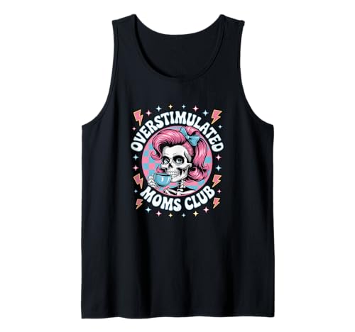 Overstimulated Moms Club Groovy Mama Süßer Totenkopf Muttertag Tank Top von Funny Overstimulated Moms Club Shirt