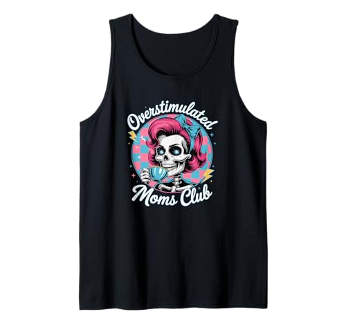 Overstimulated Moms Club Groovy Mama Süßer Totenkopf Muttertag Tank Top von Funny Overstimulated Moms Club Shirt