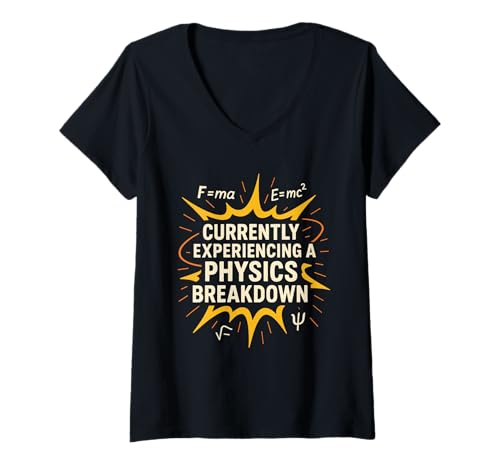 Damen Physik Student Quantum Witz Schrödinger F = ma Nerd Geschenk T-Shirt mit V-Ausschnitt Damen Physik Student Quantum Witz Schrödinger F = ma Nerd Geschenk T-Shirt mit V-Ausschnitt von Funny Overthinker Lab Stunts Physics Major Science