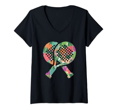 Damen Padel Spieler Mädchen Paddel Padel-Tennis T-Shirt mit V-Ausschnitt Damen Padel Spieler Mädchen Paddel Padel-Tennis T-Shirt mit V-Ausschnitt von Funny Padel Player Apparel for Padel Tennis