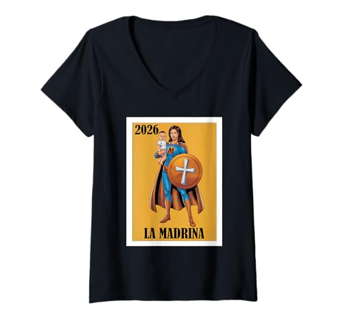 Damen Funny Mexican Baptism Madrina Proposal 2026 T-Shirt mit V-Ausschnitt Damen Funny Mexican Baptism Madrina Proposal 2026 T-Shirt mit V-Ausschnitt von Funny Padrino and Madrina Proposal Gifts 2026