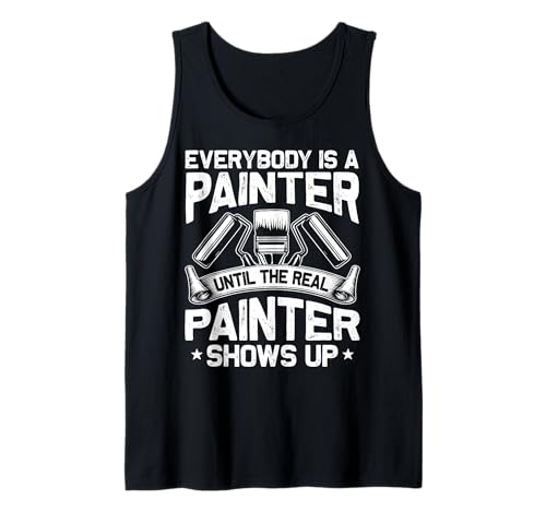 Until Real Painter Shows Up Lustiger Maler Papa Herren Geschenk Tank Top von Funny Painter Apparel Gifts