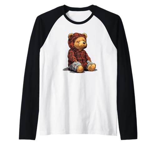 Entspannender Teddybär im Pyjama-Komfort für Erwachsene und Kinder Raglan von Funny Pajama Teddy Bear