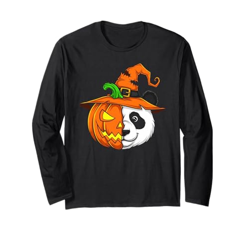 Panda Kürbis Jack O Laterne Halloween Kinder Herren Damen Langarmshirt Panda Kürbis Jack O Laterne Halloween Kinder Herren Damen Langarmshirt von Funny Panda Lovers Halloween Pumpkin Outfits