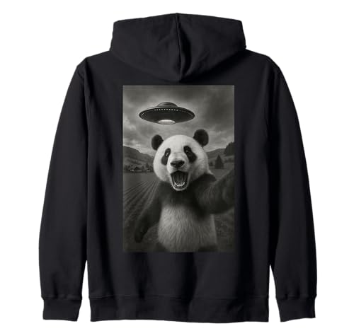 Panda Selfie mit Alien UFO lustig für Jungen Männer Frauen Kinder Kapuzenjacke von Funny Panda Selfie Graphic Tees Apparel