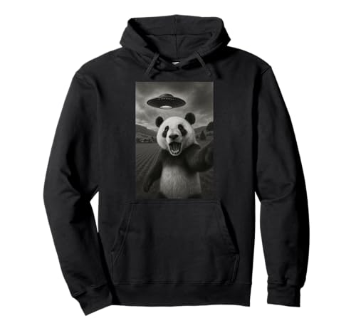 Panda Selfie mit Alien UFO lustig für Jungen Männer Frauen Kinder Pullover Hoodie von Funny Panda Selfie Graphic Tees Apparel