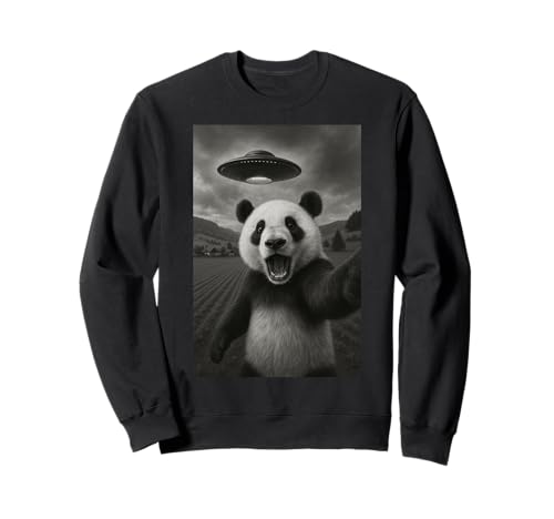 Panda Selfie mit Alien UFO lustig für Jungen Männer Frauen Kinder Sweatshirt von Funny Panda Selfie Graphic Tees Apparel