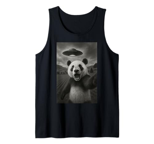 Panda Selfie mit Alien UFO lustig für Jungen Männer Frauen Kinder Tank Top von Funny Panda Selfie Graphic Tees Apparel