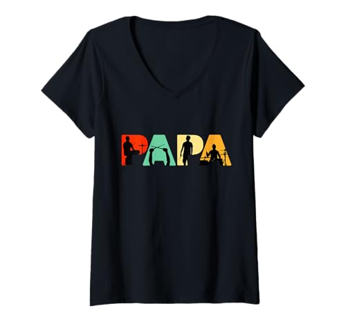 Damen Trommeln Papa Shirt Lustige Trommeln Papa Vatertag T-Shirt mit V-Ausschnitt Damen Trommeln Papa Shirt Lustige Trommeln Papa Vatertag T-Shirt mit V-Ausschnitt von Funny Papa Drums Player Fathers Day