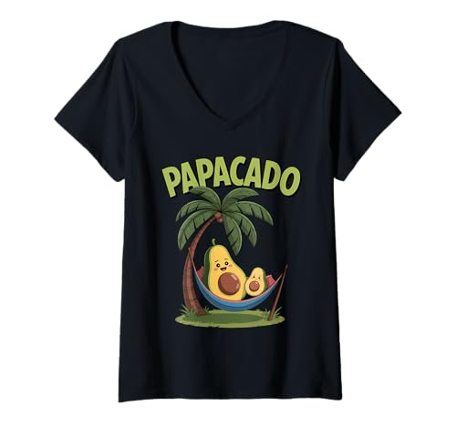 Damen Funny Papacado Avocado Dad Pun T-Shirt mit V-Ausschnitt Damen Funny Papacado Avocado Dad Pun T-Shirt mit V-Ausschnitt von Funny Papacado Avocado Dad Pun