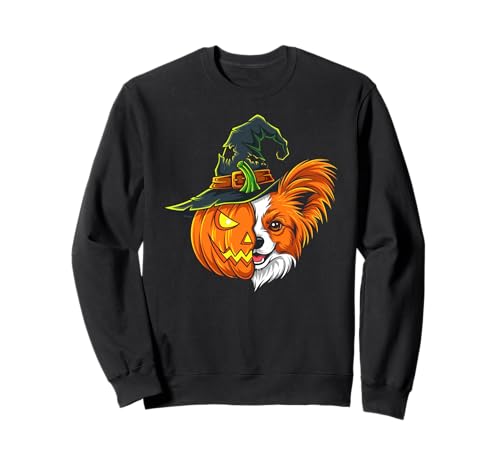 Papillon Kürbis Jack O Laterne Halloween Kinder Herren Damen Sweatshirt von Funny Papillon Lovers Halloween Pumpkin Outfits