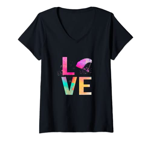 Damen Bunte Paragliding Mutter Geschenke Paragliding T-Shirt mit V-Ausschnitt Damen Bunte Paragliding Mutter Geschenke Paragliding T-Shirt mit V-Ausschnitt von Funny Paragliding Gifts Paragliding Lover Shirts