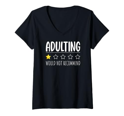 Damen Erwachsene würden Keine Bewertung empfehlen T-Shirt mit V-Ausschnitt Damen Erwachsene würden Keine Bewertung empfehlen T-Shirt mit V-Ausschnitt von Funny Parenting Mom Dad Life Adulting Humor Gifts