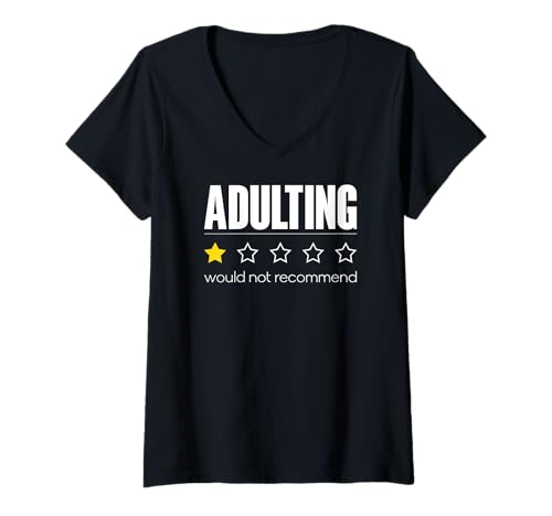 Damen Erwachsene würden Keine Bewertung empfehlen T-Shirt mit V-Ausschnitt Damen Erwachsene würden Keine Bewertung empfehlen T-Shirt mit V-Ausschnitt von Funny Parenting Mom Dad Life Adulting Humor Gifts