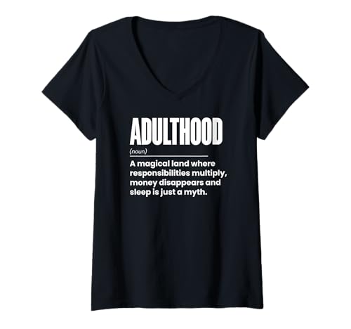 Damen Erwachsenenalter Erwachsene Eltern Definition T-Shirt mit V-Ausschnitt Damen Erwachsenenalter Erwachsene Eltern Definition T-Shirt mit V-Ausschnitt von Funny Parenting Mom Dad Life Adulting Humor Gifts