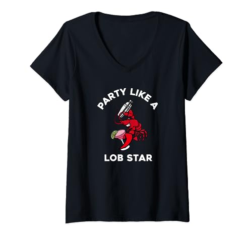 Damen Party wie ein Lobstar Party wie ein Lobster Party Lob Star T-Shirt mit V-Ausschnitt von Funny Party Like a LobStar Lobster Lob Star