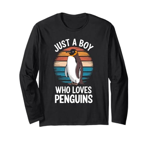 Just A Boy Who Loves Penguins Bird Lover Kids Pinguine Langarmshirt von Funny Penguin Lover Clothing