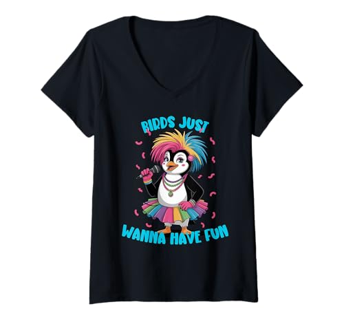 Damen Lustiges Pinguin-Zeug für Männer Frauen Kinder Vögel wollen einfach Spaß haben T-Shirt mit V-Ausschnitt Damen Lustiges Pinguin-Zeug für Männer Frauen Kinder Vögel wollen einfach Spaß haben T-Shirt mit V-Ausschnitt von Funny Penguin Stuff Kids Birds Just Wanna Have Fun