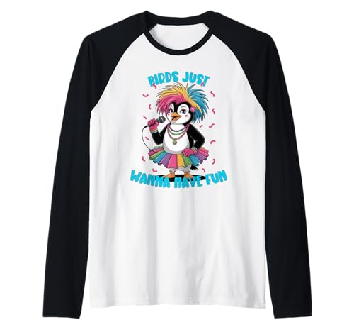 Lustiges Pinguin-Zeug für Männer Frauen Kinder Vögel wollen einfach Spaß haben Raglan von Funny Penguin Stuff Kids Birds Just Wanna Have Fun