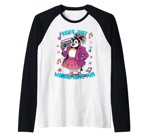 Lustiges Pinguin-Zeug für Männer Frauen Kinder Vögel wollen einfach Spaß haben Raglan von Funny Penguin Stuff Kids Birds Just Wanna Have Fun