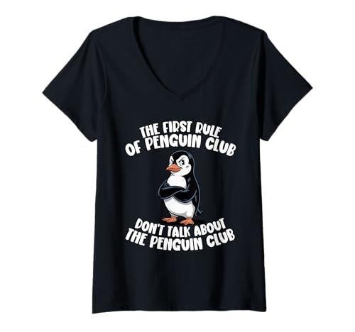 Damen Lustiger Pinguin-Sach, Herren, Damen, Kinder, Pinguin-Club T-Shirt mit V-Ausschnitt Damen Lustiger Pinguin-Sach, Herren, Damen, Kinder, Pinguin-Club T-Shirt mit V-Ausschnitt von Funny Penguin Stuff Kids Penguin Club