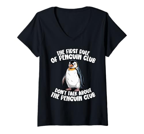 Damen Lustiger Pinguin-Sach, Herren, Damen, Kinder, Pinguin-Club T-Shirt mit V-Ausschnitt Damen Lustiger Pinguin-Sach, Herren, Damen, Kinder, Pinguin-Club T-Shirt mit V-Ausschnitt von Funny Penguin Stuff Kids Penguin Club