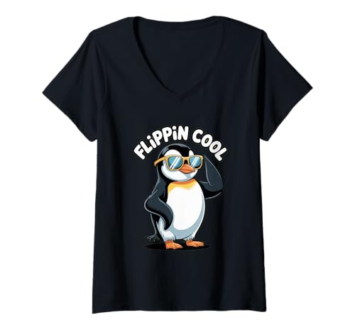 Damen Lustiges Pinguin-Zeug für Männer Frauen Kinder Flipping Cool T-Shirt mit V-Ausschnitt Damen Lustiges Pinguin-Zeug für Männer Frauen Kinder Flipping Cool T-Shirt mit V-Ausschnitt von Funny Penguin Stuff Men Women Kids Flipping Cool