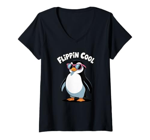 Damen Lustiges Pinguin-Zeug für Männer Frauen Kinder Flipping Cool T-Shirt mit V-Ausschnitt Damen Lustiges Pinguin-Zeug für Männer Frauen Kinder Flipping Cool T-Shirt mit V-Ausschnitt von Funny Penguin Stuff Men Women Kids Flipping Cool