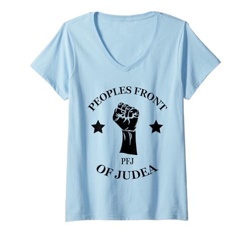 Damen Peoples Front PFJ of Judäa T-Shirt mit V-Ausschnitt Damen Peoples Front PFJ of Judäa T-Shirt mit V-Ausschnitt von Funny Peoples Front PFJ of Judea Tee Shirt