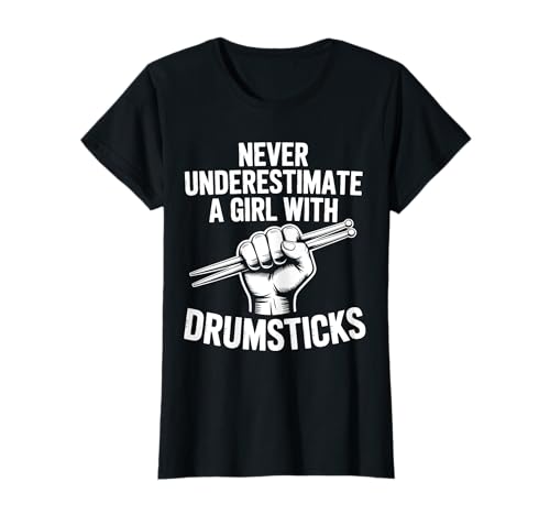 Drumsticks Girl Lustiger Schlagzeuger T-Shirt von Funny Percussionists Cute Drummers Design