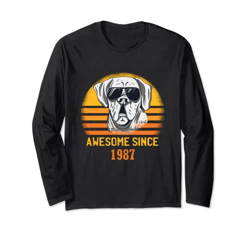 Awesome Since 1987 Hundemotiv Sonnenuntergang für Damen und Herren Langarmshirt Awesome Since 1987 Hundemotiv Sonnenuntergang für Damen und Herren Langarmshirt von Funny Pet Vintage Designs For Adults Born In 1987s
