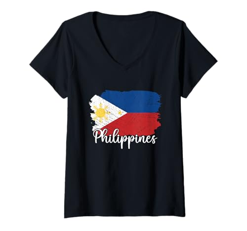 Damen Philippinen Flagge Herren Damen Kinder Philippinen Land T-Shirt mit V-Ausschnitt Damen Philippinen Flagge Herren Damen Kinder Philippinen Land T-Shirt mit V-Ausschnitt von Funny Philippines Flag